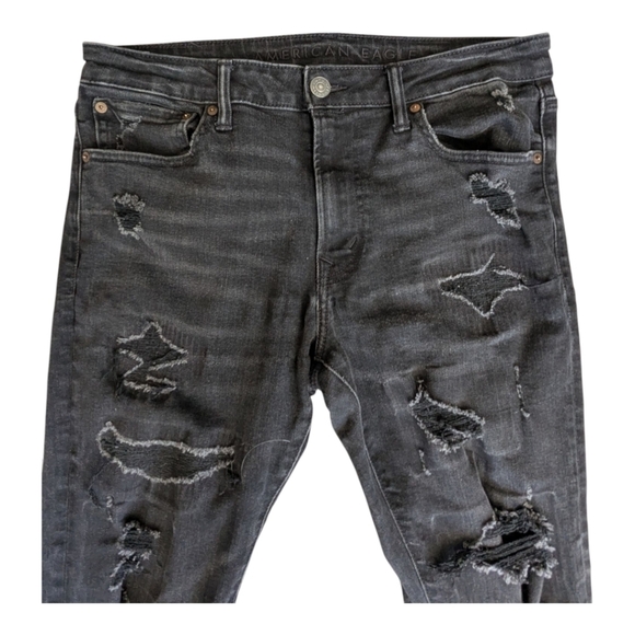 American Eagle Young Money Black Denim Skinny Stretch Jeans 34x30 - Picture 5 of 13